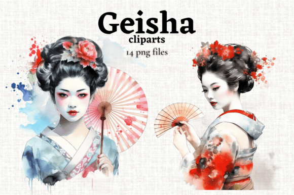 Download Watercolor Geisha PNG Clipart Bundle - Geisha png Collection