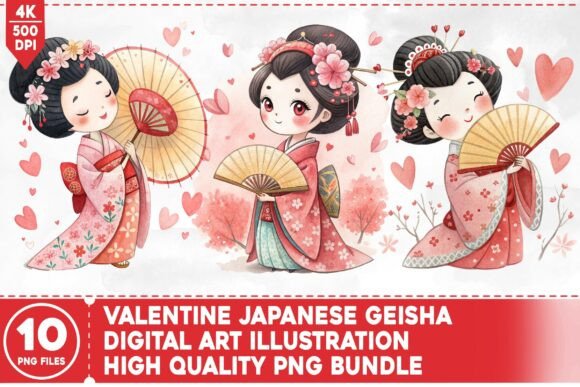 Download Valentine Japanese Geisha PNG Bundle - Geisha png Collection