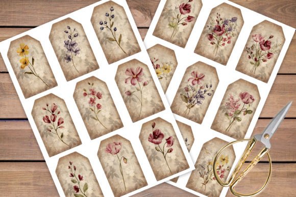 Download Printable Floral Tags, Ephemera Pack - Printable floral Collection