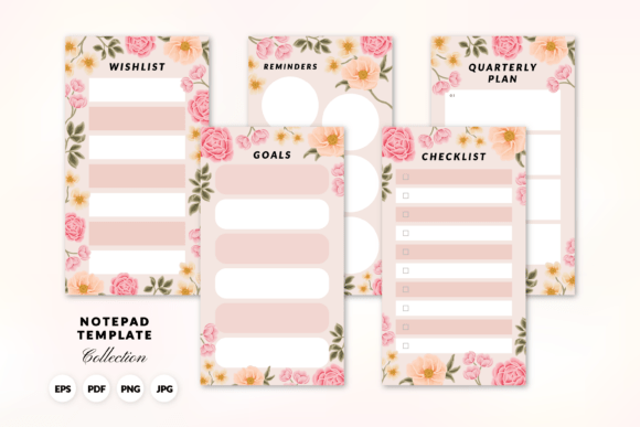 Download Printable Floral Goal Planner Notepads - Printable floral Collection