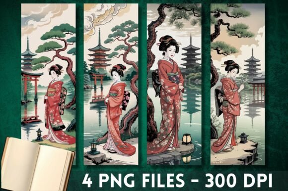 Download Japanese Kimono Geisha Art Bookmark Png - Premium Resources
