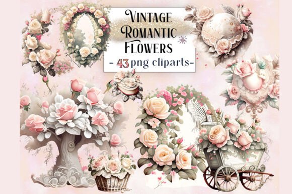 Download Vintage Romantic Flowers Clipart - Romantic flowers Collection