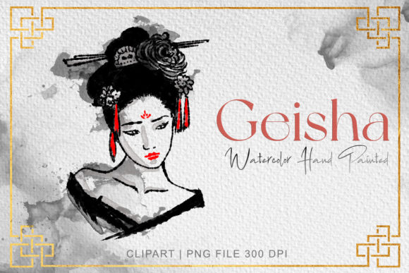 Download Geisha Clipart Watercolor Oriental PNG - Premium Bundle