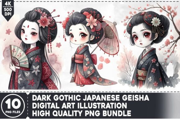 Download Dark Gothic Japanese Geisha PNG Bundle - Geisha png Collection