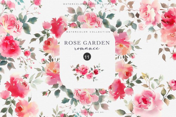 Download Watercolor Romantic Flowers Clipart Set - Romantic flowers Collection