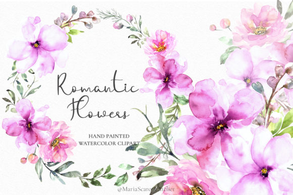 Download Romantic Flowers - Watercolor Floral Set - Romantic flowers Collection