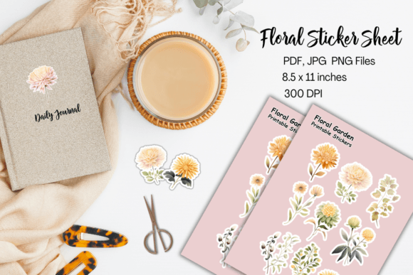 Download Printable Floral Sticker Sheet - Printable floral Collection
